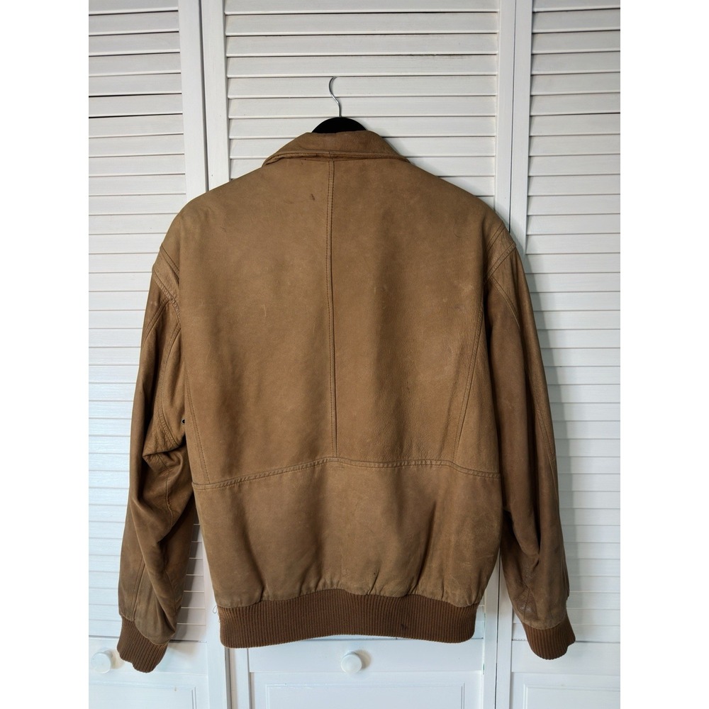 Mixed Blues Vintage Leather Bomber Jacket Men's L Brown Suede Aztec 80s 90s - Picture 2 of 10
